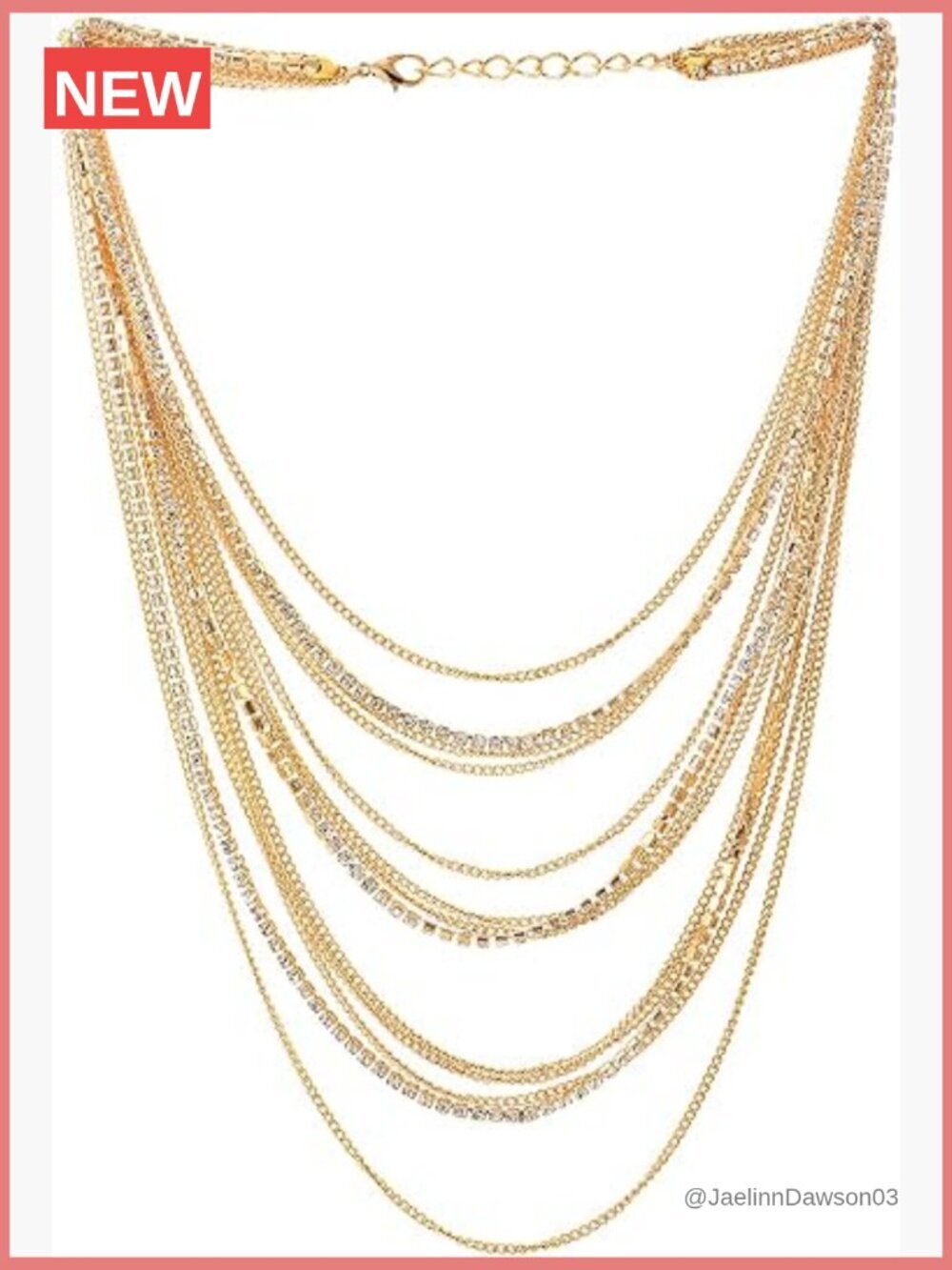 Multi-Strand Rhinestone Chain Collar Necklace, Layered Statement Party Jewelry